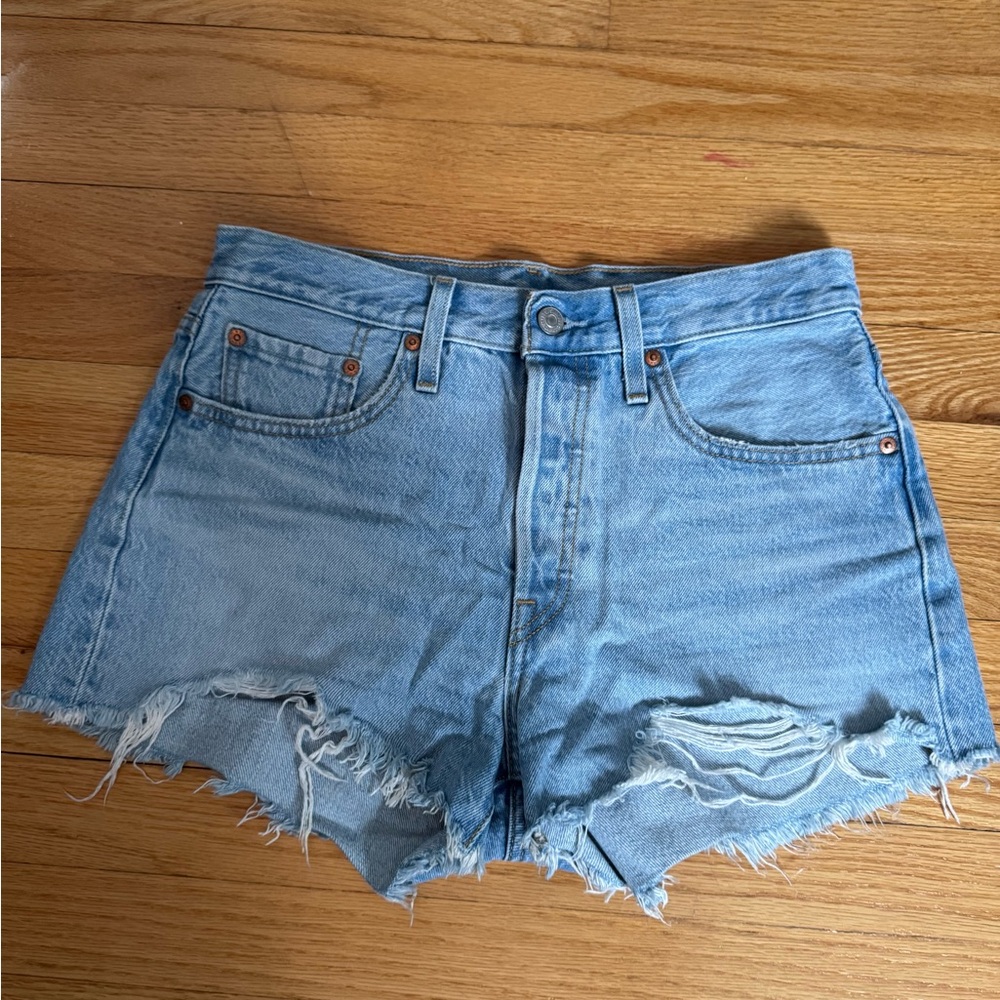Levi's Light Blue Distressed Jean Shorts